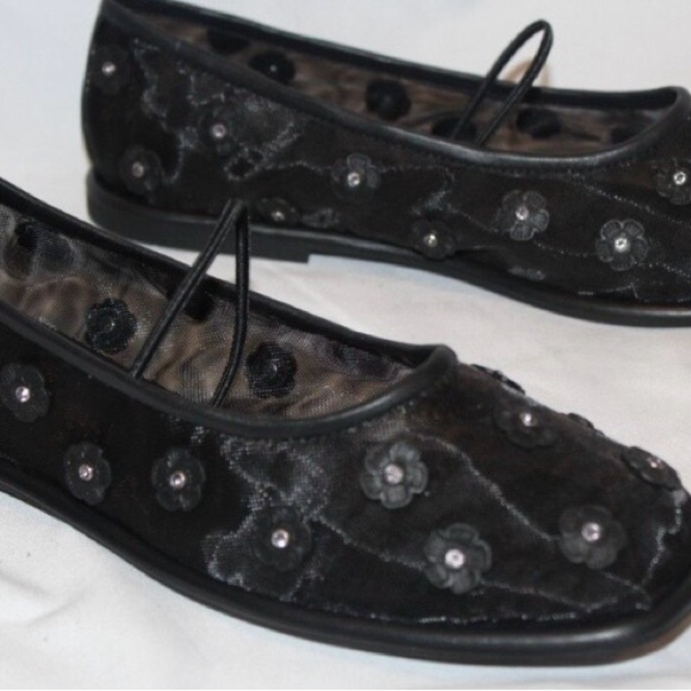 NEW WITH BOX COACH WOMEN'S EMILIA MARY JANE BALLET FLATS BLACK  MESH SZ 10‎ - Picture 6 of 11